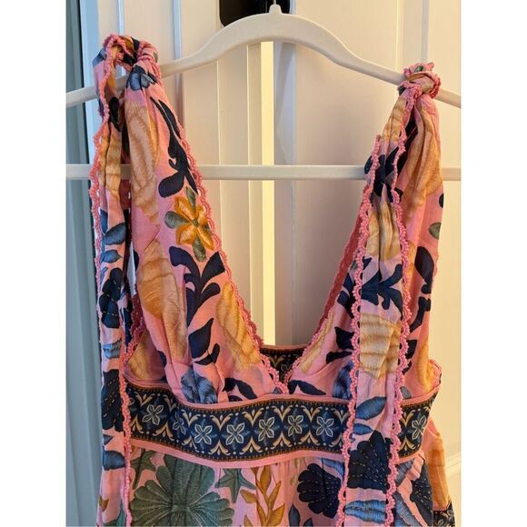 NWT Farm Rio SEASHELL tiered PINK MIDI DRESS, XXS $275 - Picture 4 of 9